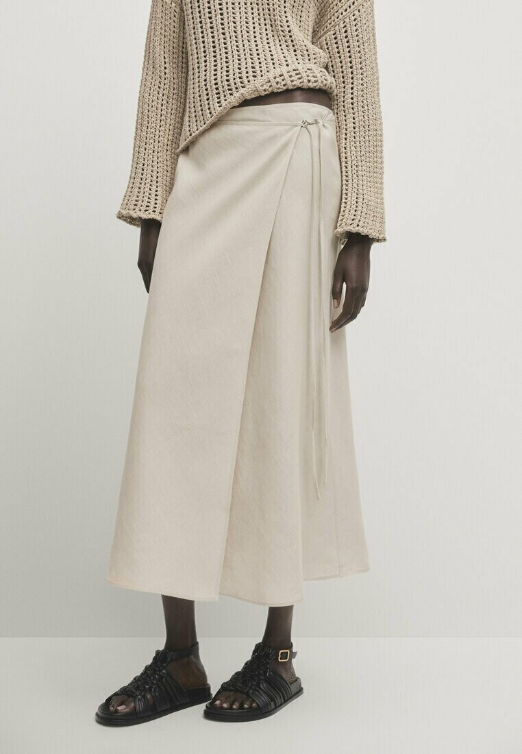 

Юбка с запахом Massimo Dutti, бежевый