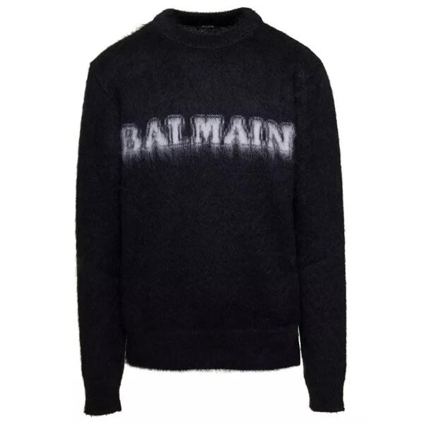 

Свитер retro brushed mohair sweater Balmain, черный