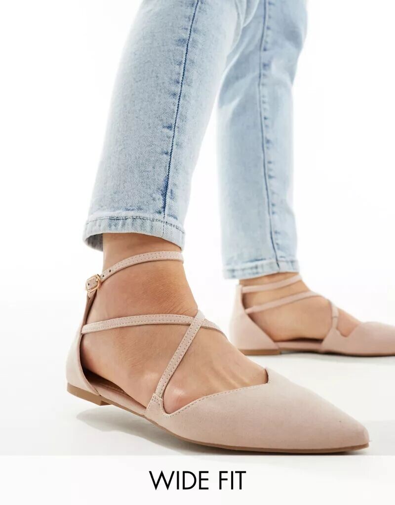

Бежевые кружевные балетки Larna широкого кроя ASOS