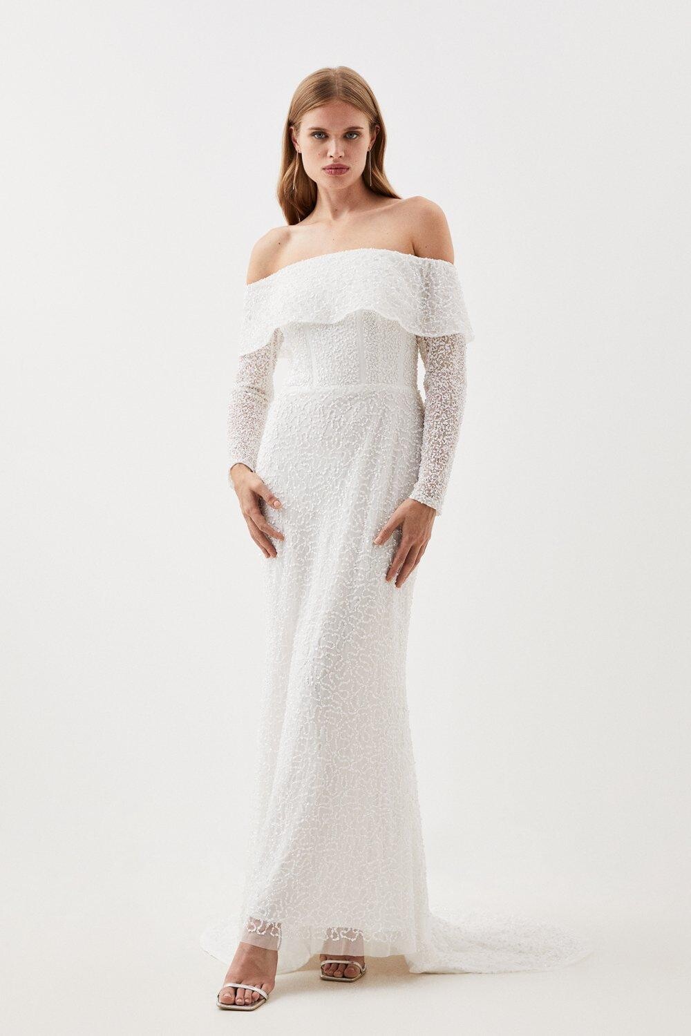 

Платье макси с драпировкой и драпировкой Karen Millen, белый