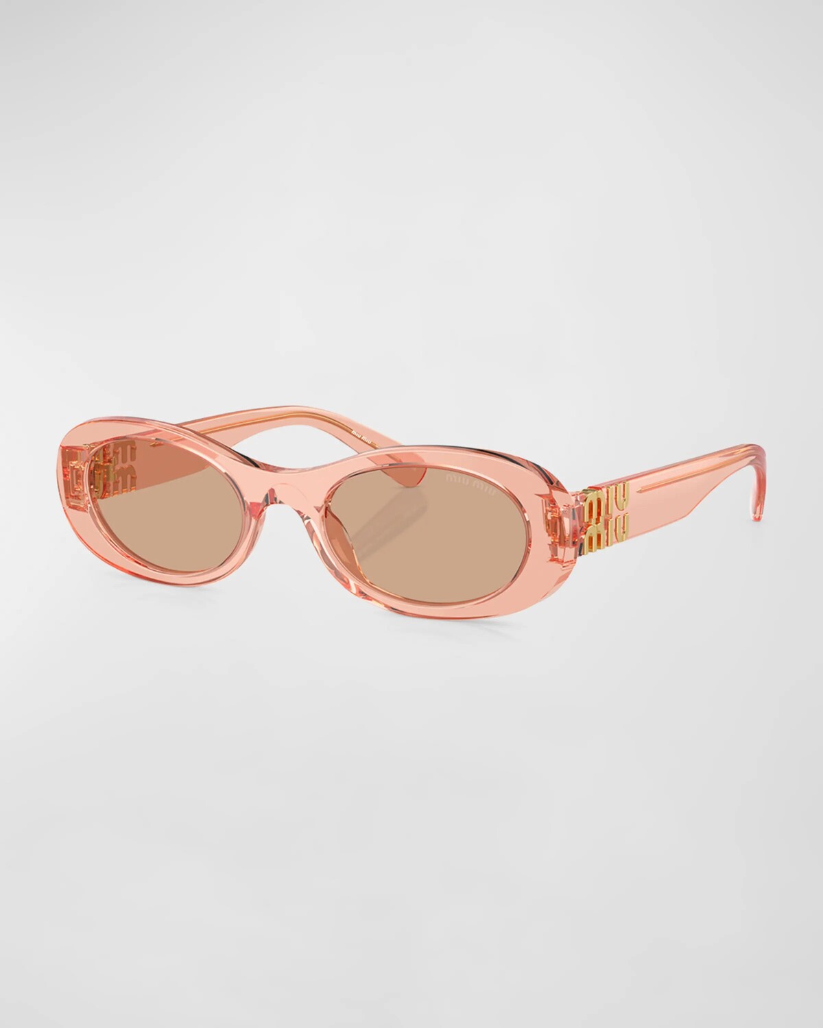

Овальные солнцезащитные очки из ацетата с логотипом Miu Miu, цвет Brown