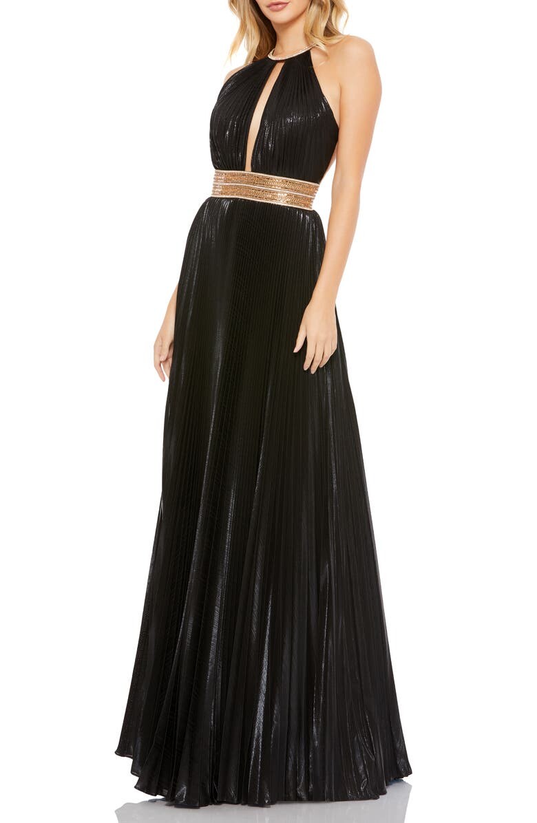 

Платье трапециевидной формы с металлическим вырезом на шее IEENA FOR MAC DUGGAL, черный
