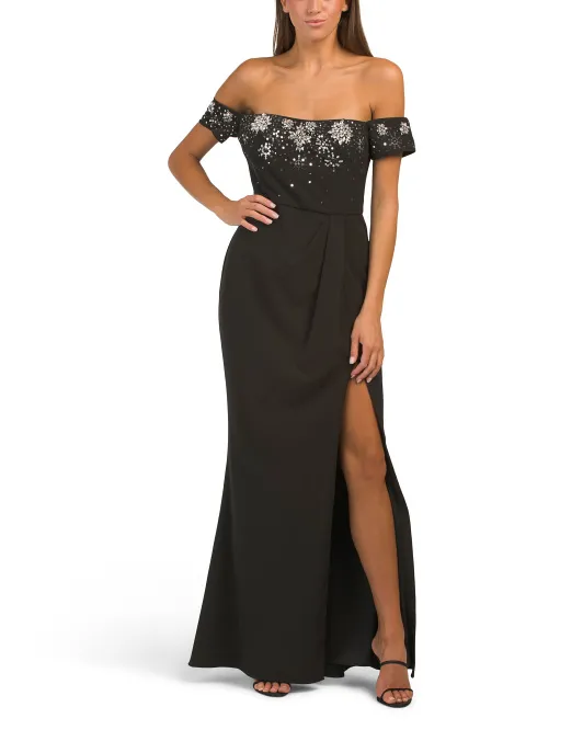 

Бальное платье с открытыми плечами Marchesa Notte, черный