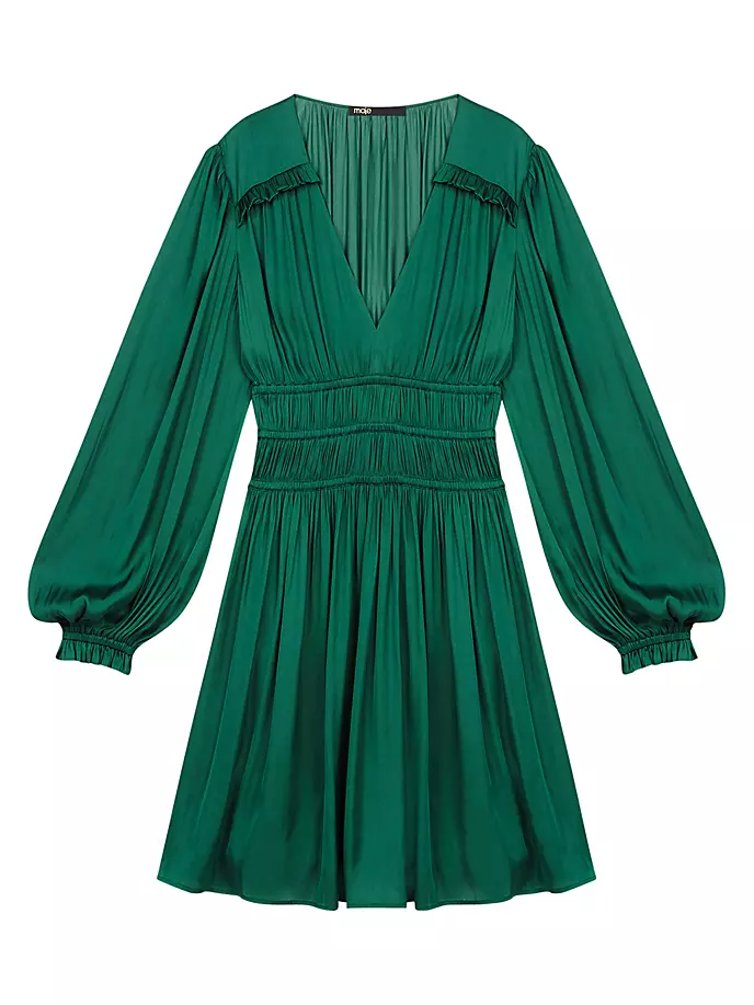 Короткое атласное платье Maje, темно-зеленый
