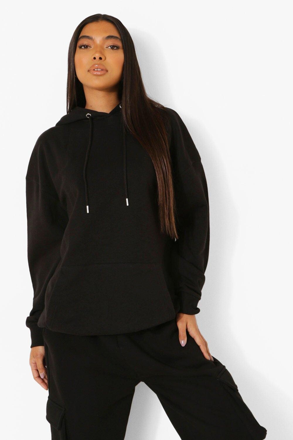 

Высокое худи оверсайз Boohoo, черный