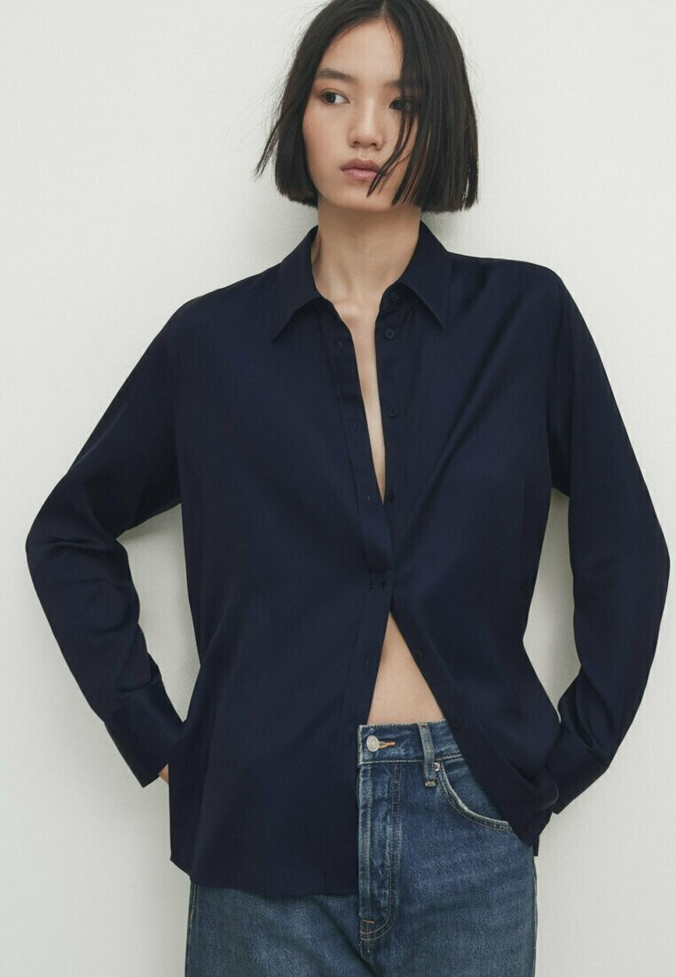 

Блузка-рубашка WITH CUT OUT DETAILS Massimo Dutti, цвет royal blue