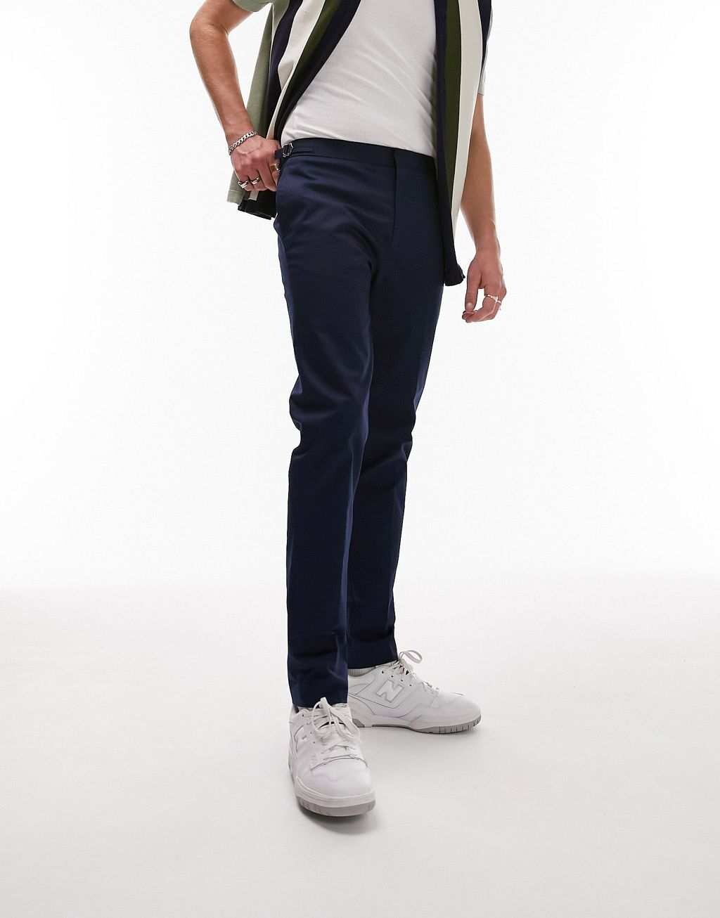

Темно-синие узкие брюки-чиносы Topman, Синий