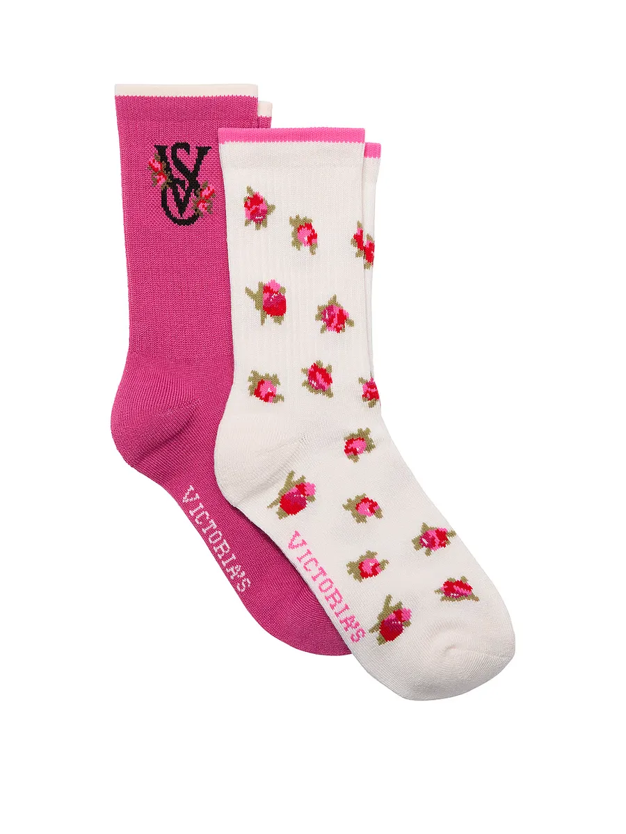 

Комплект из 2 носков для экипажа Victoria'S Secret, цвет Rose Print and Luscious Rose