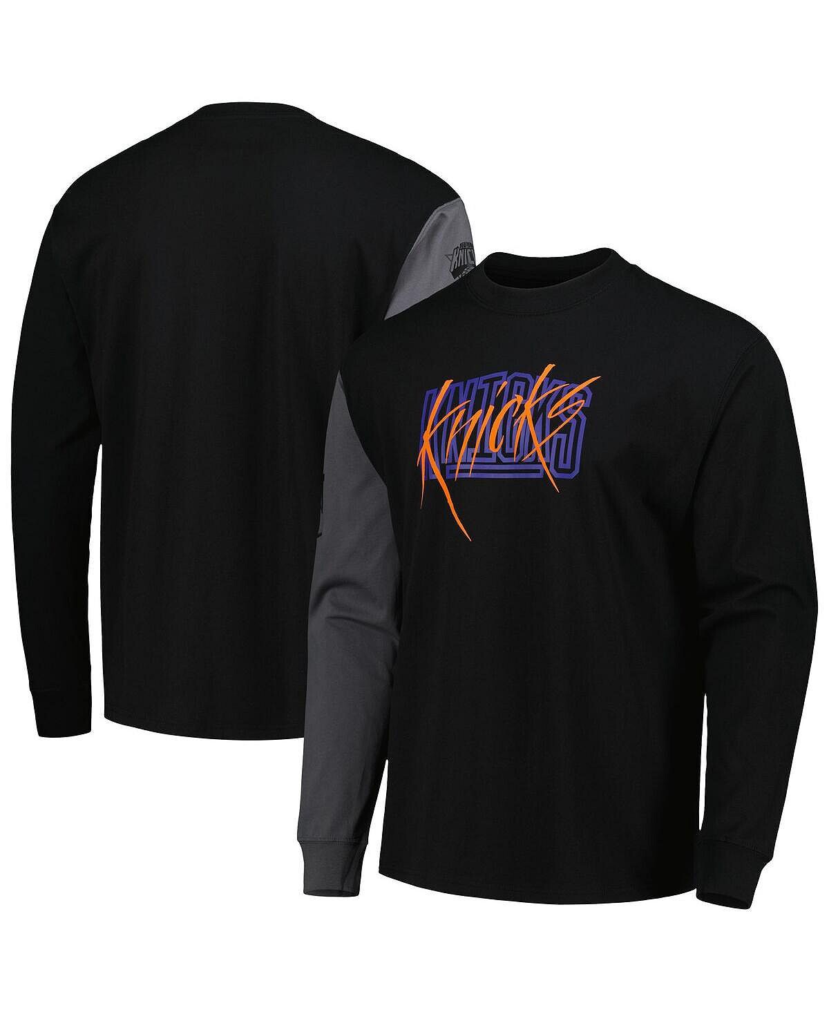 

Мужская черная футболка с длинным рукавом New York Knicks Courtside Versus Flight MAX90 Nike, Черный