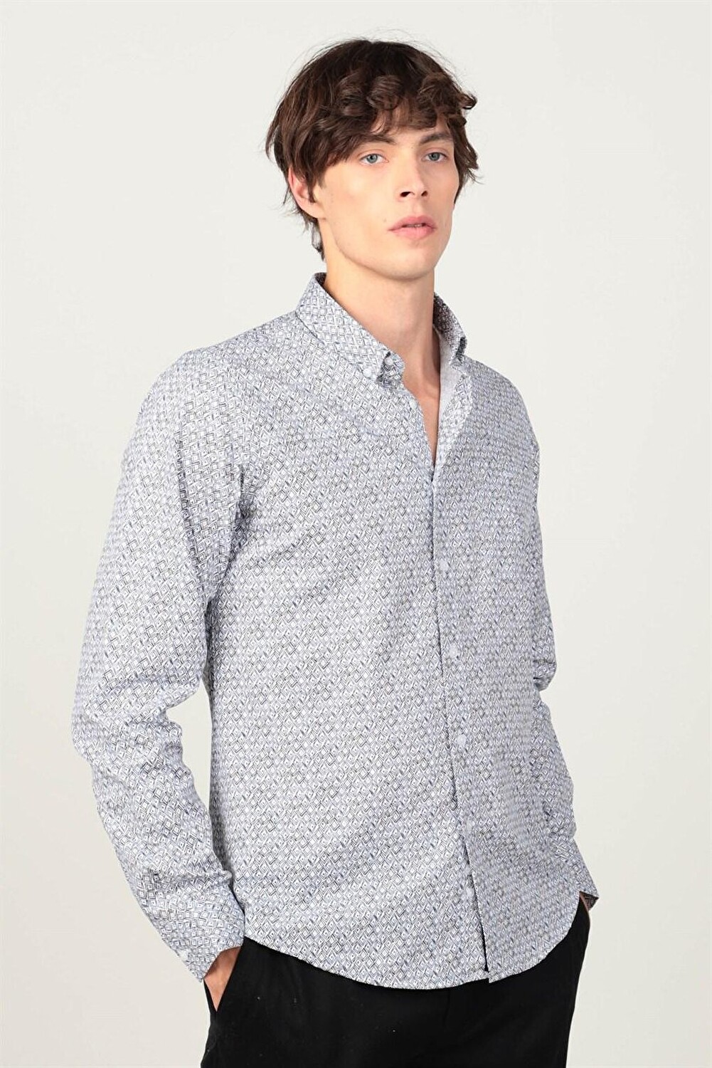 

Мужская рубашка узкого кроя с узором Slim Fit TUDORS