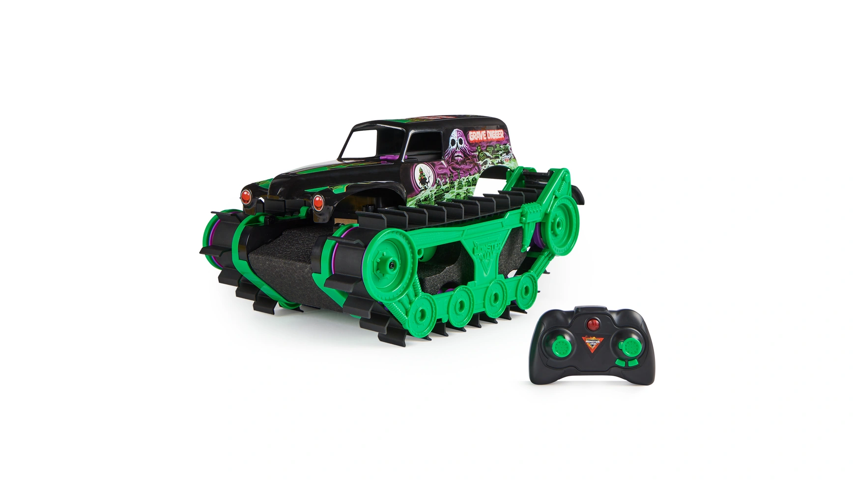 Monster Jam, Grave Digger Trax сверхмощная дистанционно управляемая  гусеничная машина Monster Jam в масштабе 1:15 Spin Master – заказать из-за  границы с доставкой в «CDEK.Shopping»