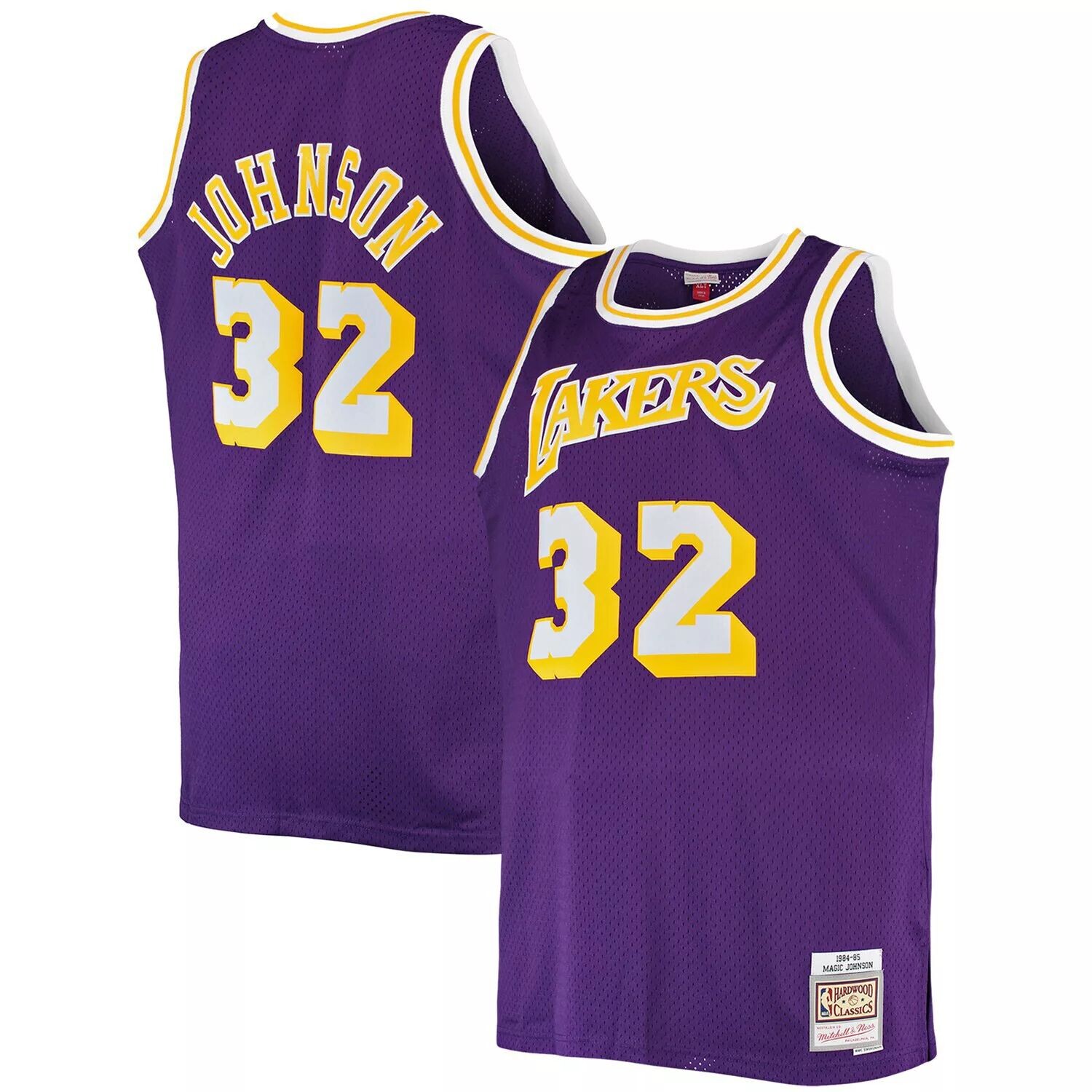

Мужская майка Mitchell & Ness Magic Johnson Purple Los Angeles Lakers Big & Tall 1984-85 Hardwood Classics Swingman