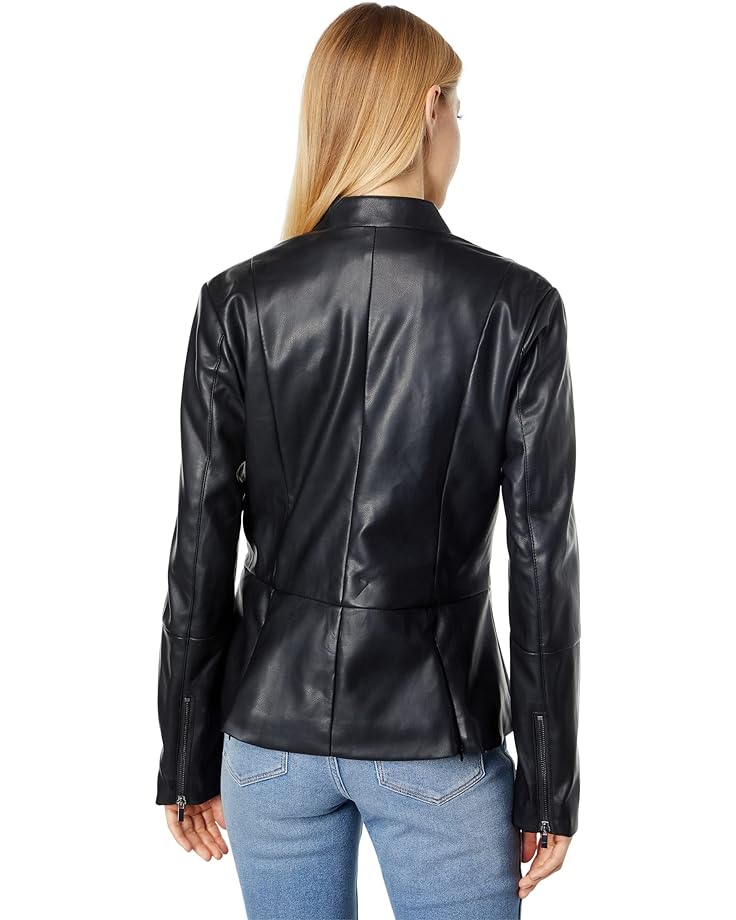 Куртка Avec Les Filles Faux Leather Peplum Jacket, черный
