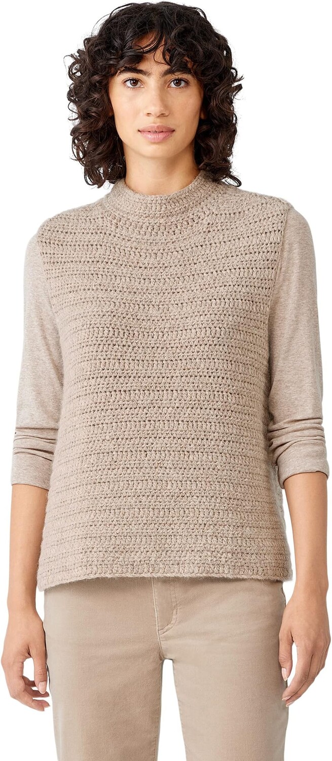 

Свитер Crochet Mock Neck Top Eileen Fisher, цвет Wheat