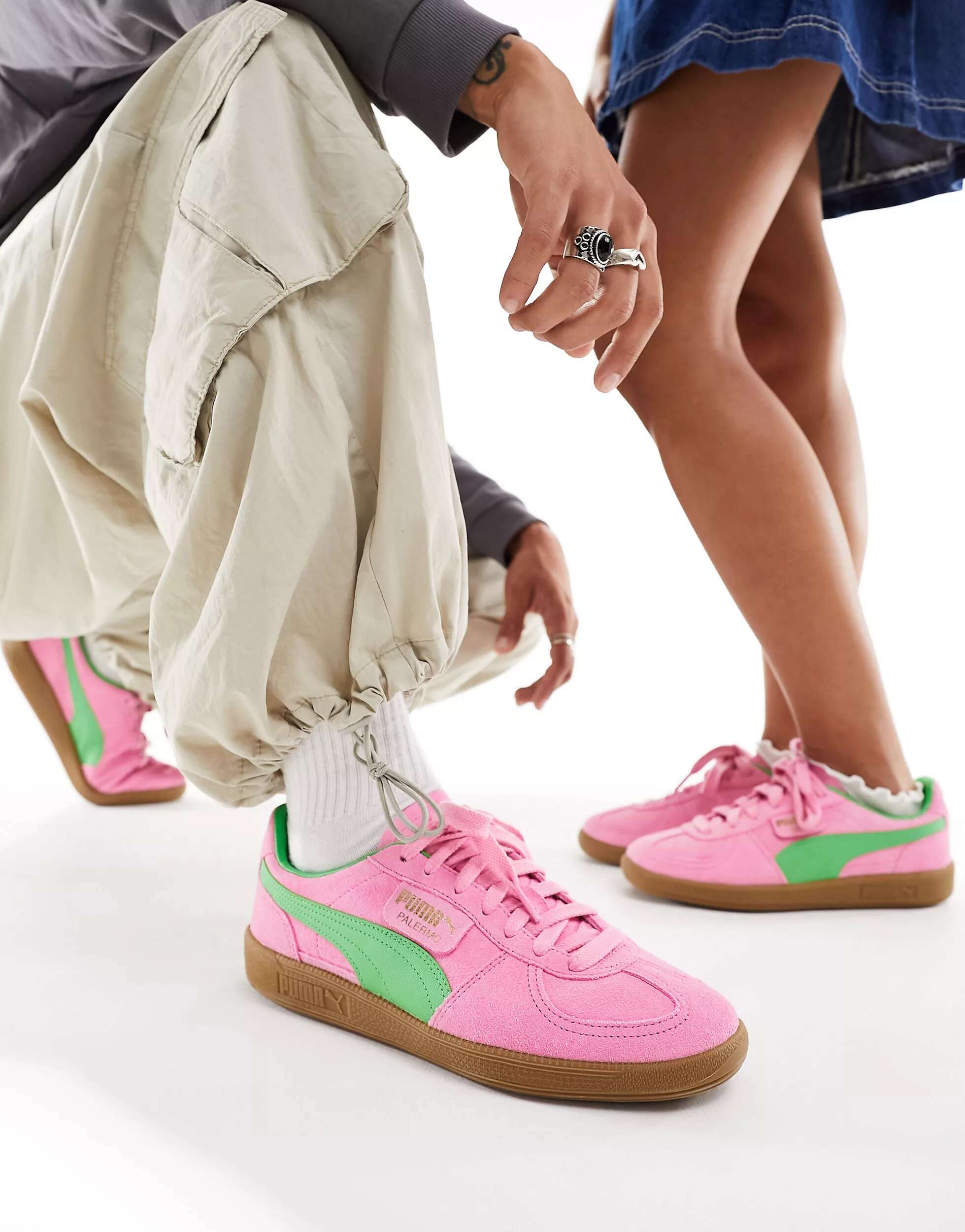 Кроссовки Puma Palermo Special розового и зеленого цвета