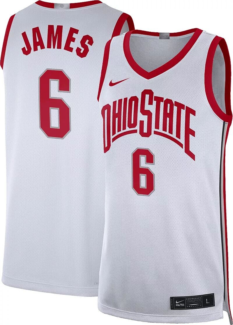 

Мужская белая баскетбольная майка Nike Ohio State Buckeyes #6 Limited Limited