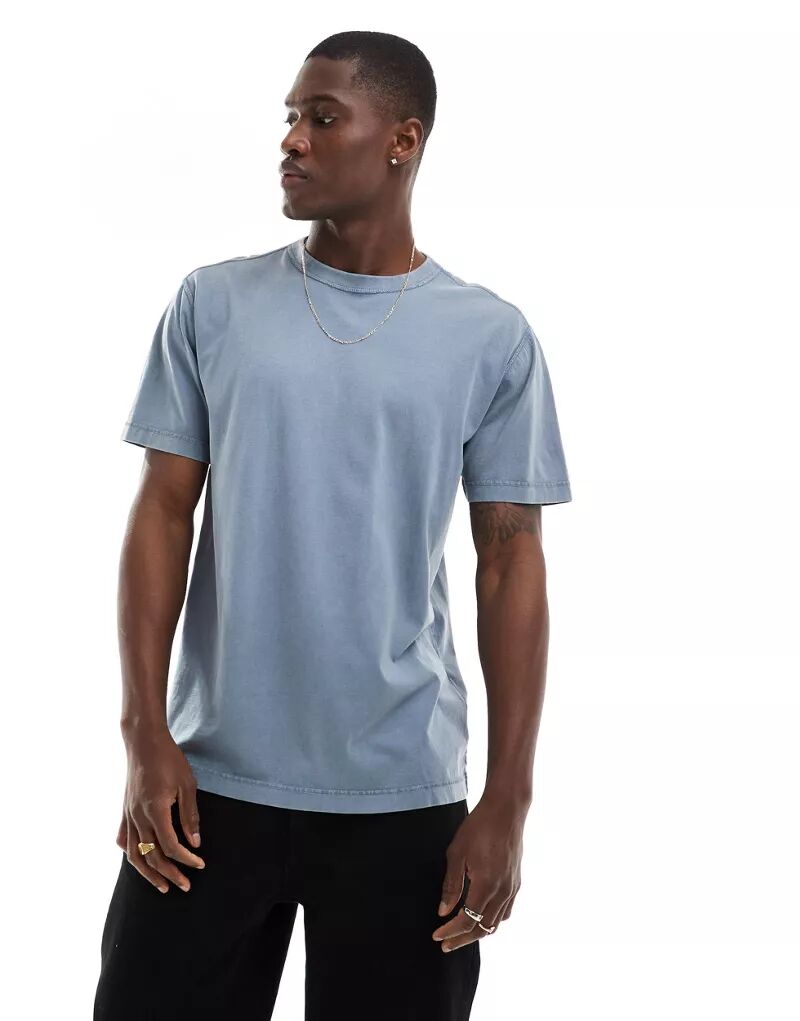 Голубая футболка свободного кроя Hollister