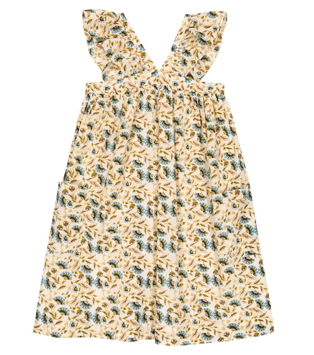 Хлопковое платье с цветочным принтом Bonpoint, разноцветный