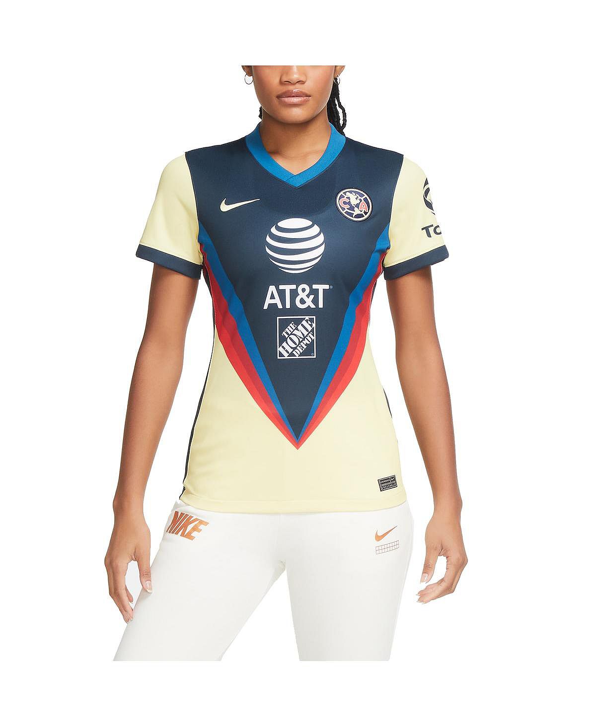 Женская желтая домашняя футболка Club America 2020/21, реплика Nike, желтый футболка игровая домашняя nike zenit сезон 2020 21