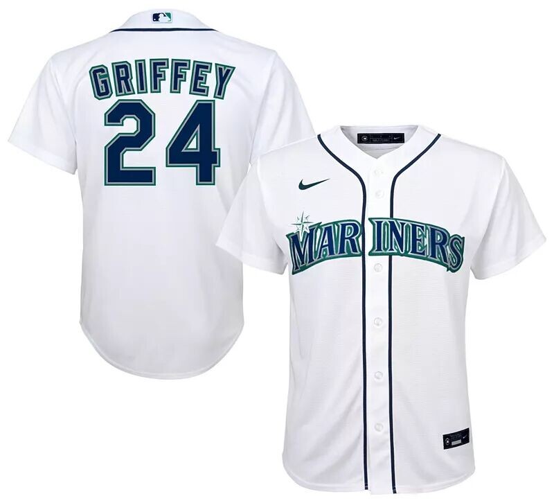 

Джерси Nike Youth Seattle Mariners Кена Гриффи-младшего № 24 белого цвета Home Cool Base