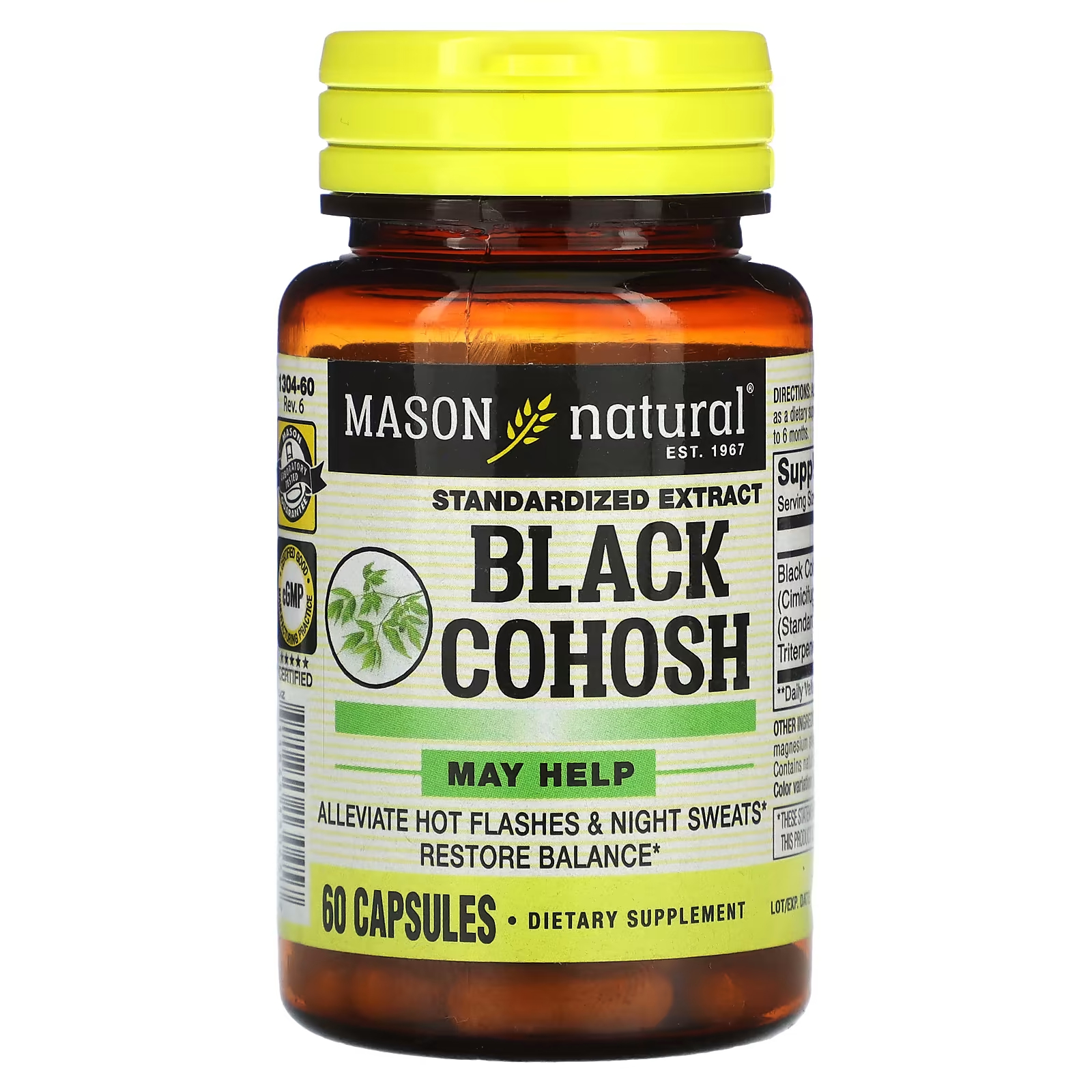 Пищевая добавка Mason Natural Black Cohosh, 60 капсул пищевая добавка mason natural биотин 60 капсул