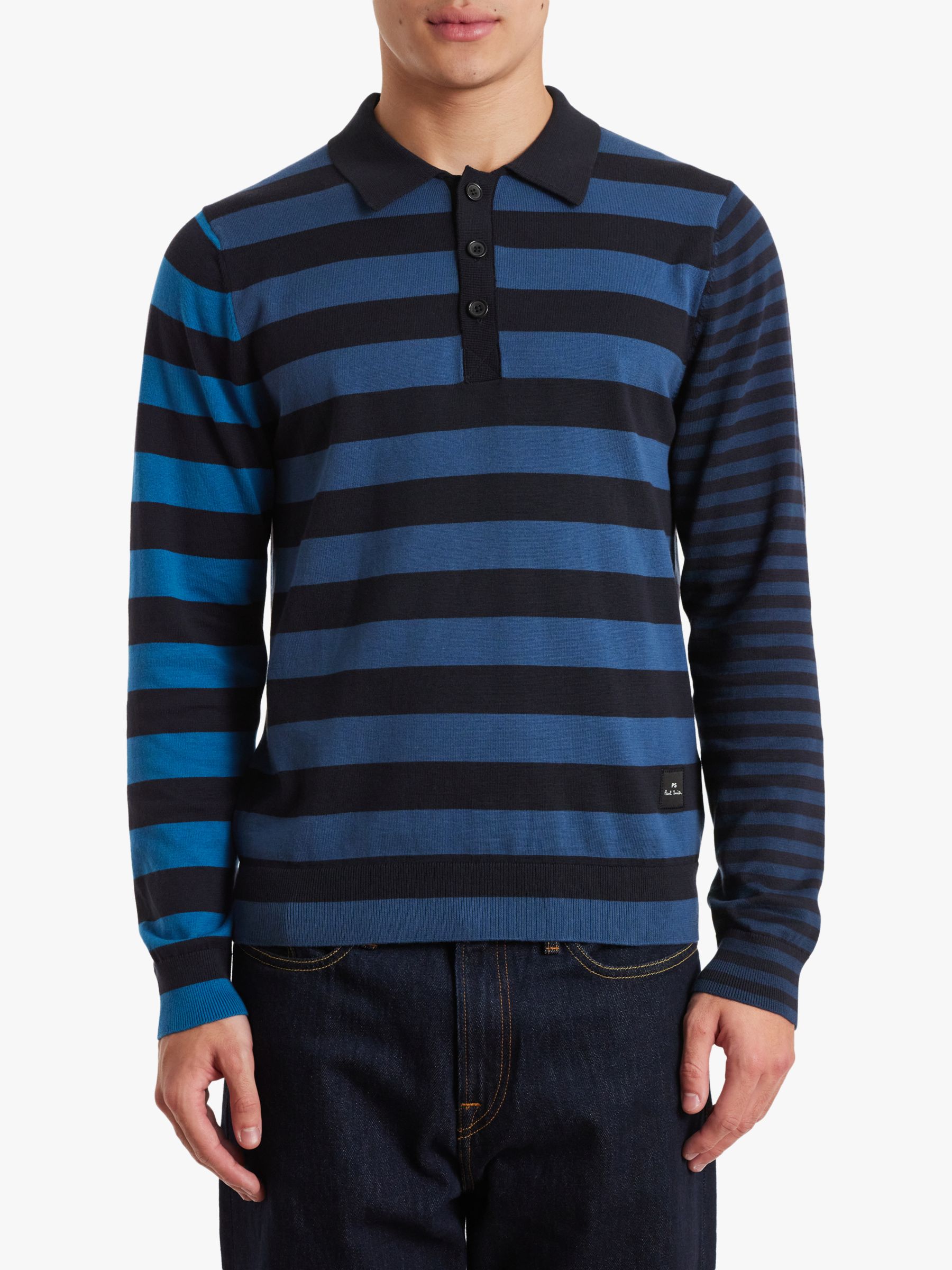 Рубашка поло с длинным рукавом в полоску из органического хлопка Paul Smith, синий синяя полосатая футболка поло paul smith