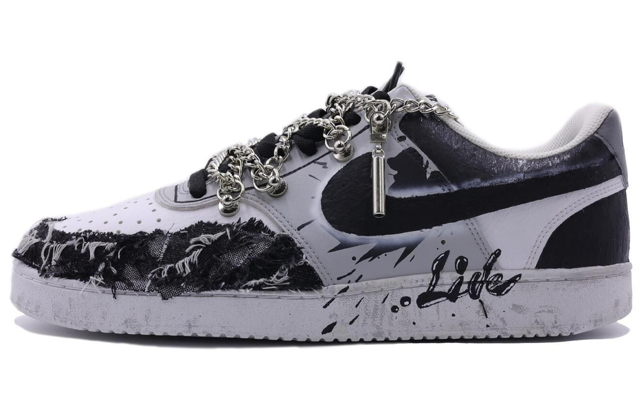 

Кроссовки Nike Court Vision 1 Skateboarding Shoes Men Low-top White, черный