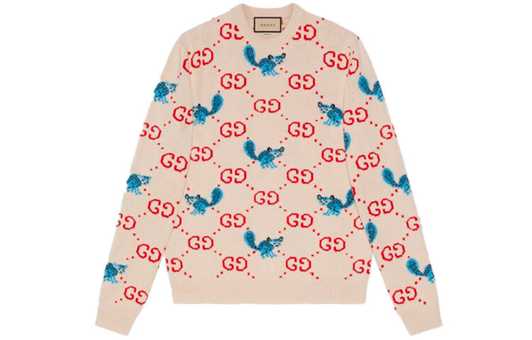 

Свитер GUCCI x Freya Hartas FW21, белый/красный/синий