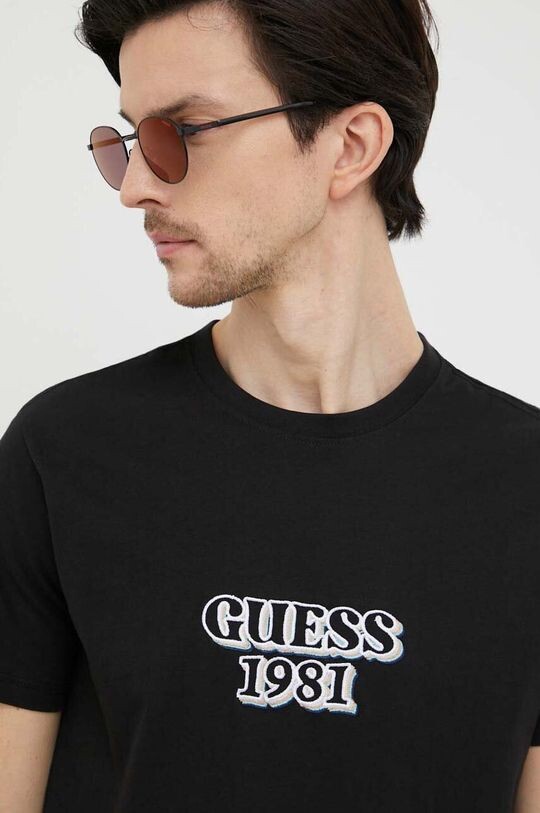 

Хлопковая футболка Guess, черный