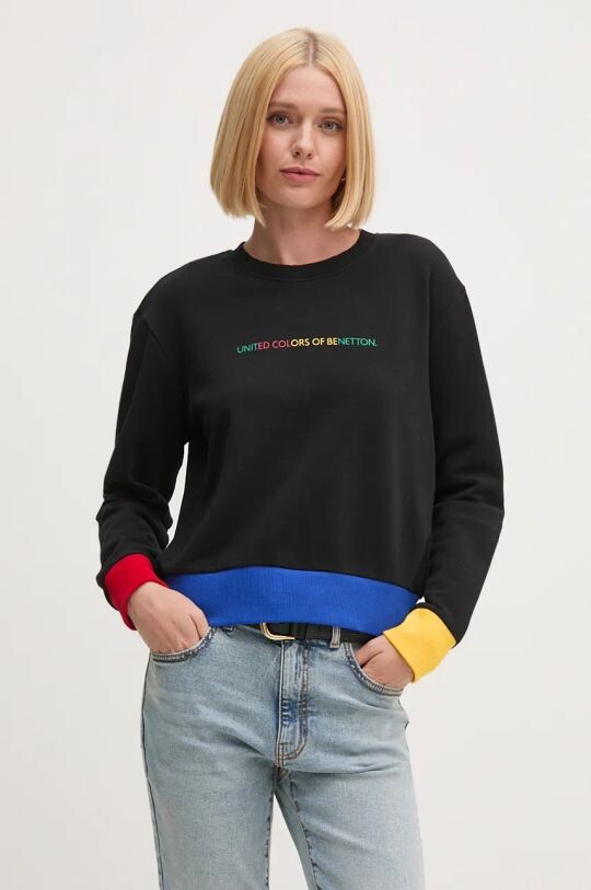 

Хлопковая толстовка United Colors of Benetton, черный