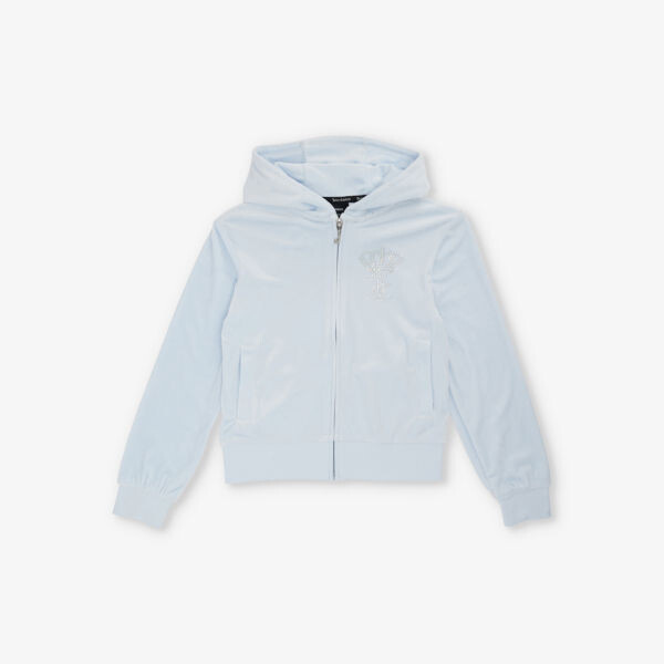 

Толстовка из эластичного велюра, украшенная стразами, на молнии, 7–16 лет Juicy Couture, цвет heather