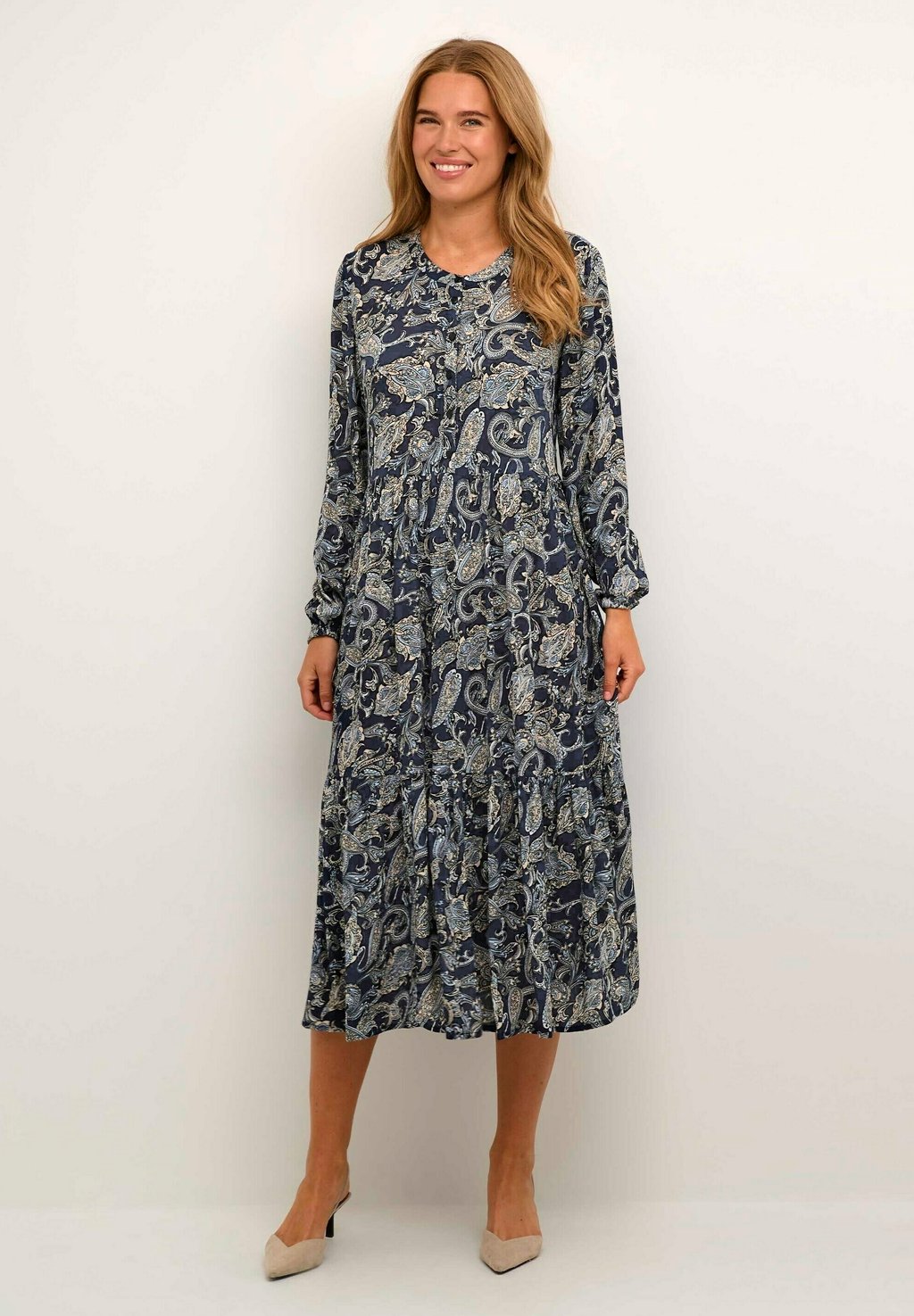 Платье-блузка KAMILLE AMBER PRINTED Kaffe, цвет midnight paisley print летнее платье paisley print ruffle mini apricot