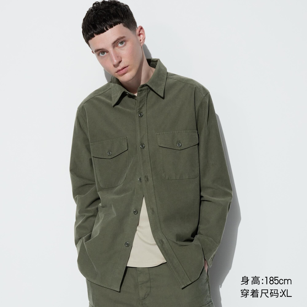 

Мужская рубашка Uniqlo свободной посадки, оливковый
