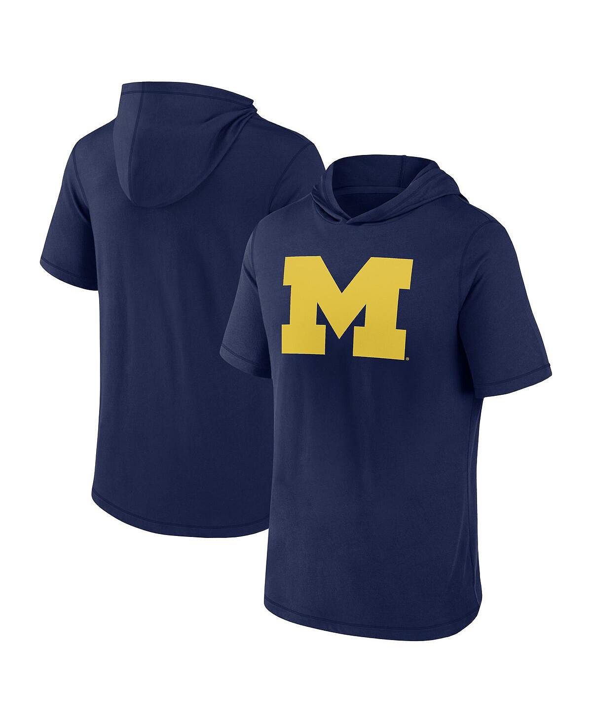 Мужская темно-синяя футболка с капюшоном с логотипом Michigan Wolverines Primary Fanatics
