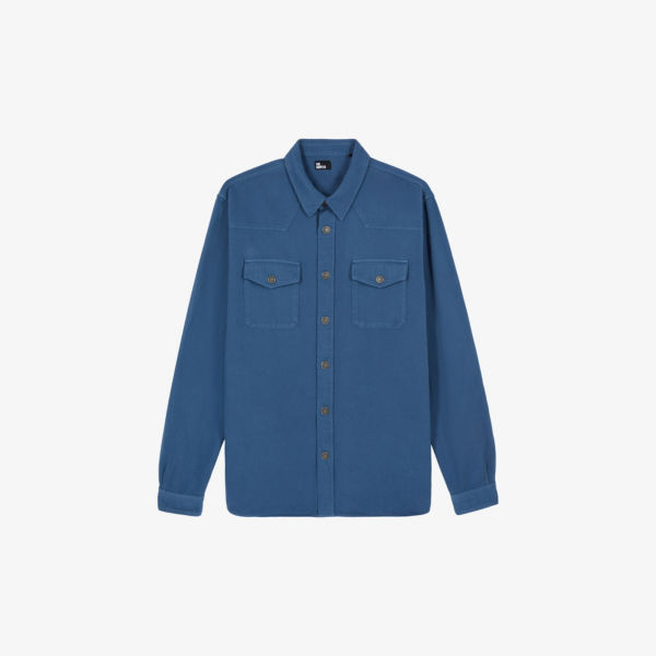 Джинсовая рубашка свободного кроя с накладными карманами The Kooples, синий