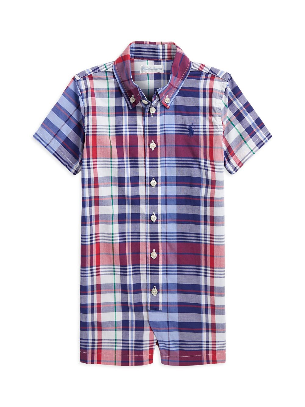 

Комбинезон из поплина в клетку для мальчика Polo Ralph Lauren, зеленый