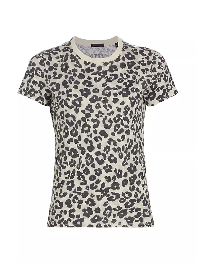 Хлопковая футболка с леопардовым принтом и короткими рукавами Atm Anthony Thomas Melillo, цвет leopard print