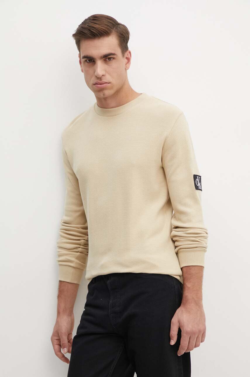 

Хлопковая толстовка Calvin Klein Jeans, бежевый