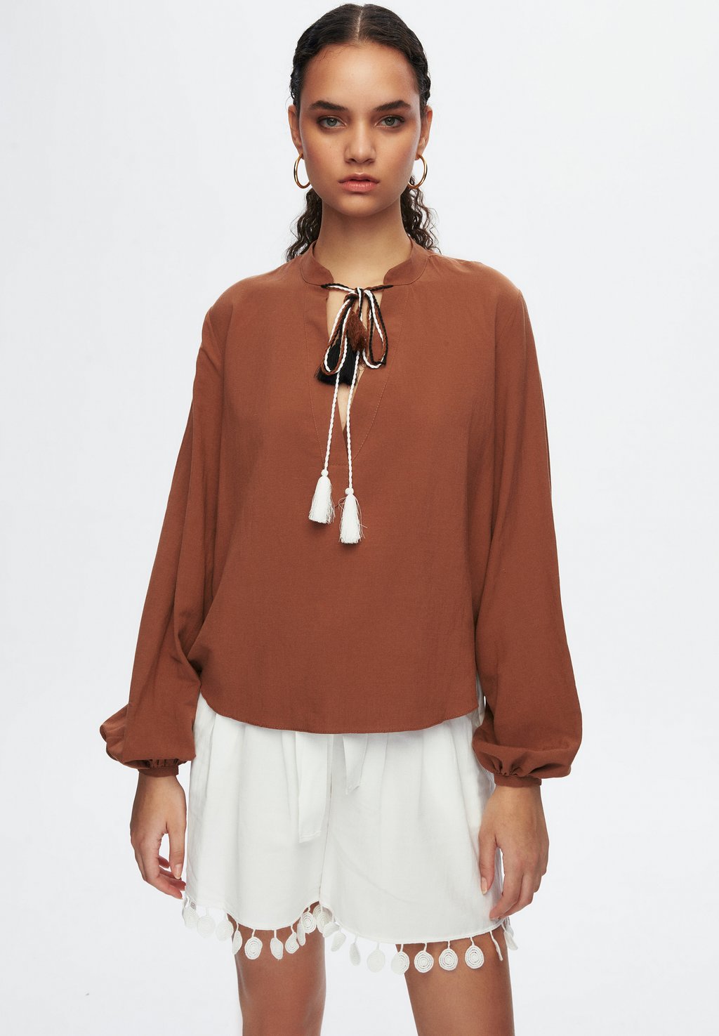 Блузка adL с длинным рукавом, коричневый блузка adl коричневый мультиколор