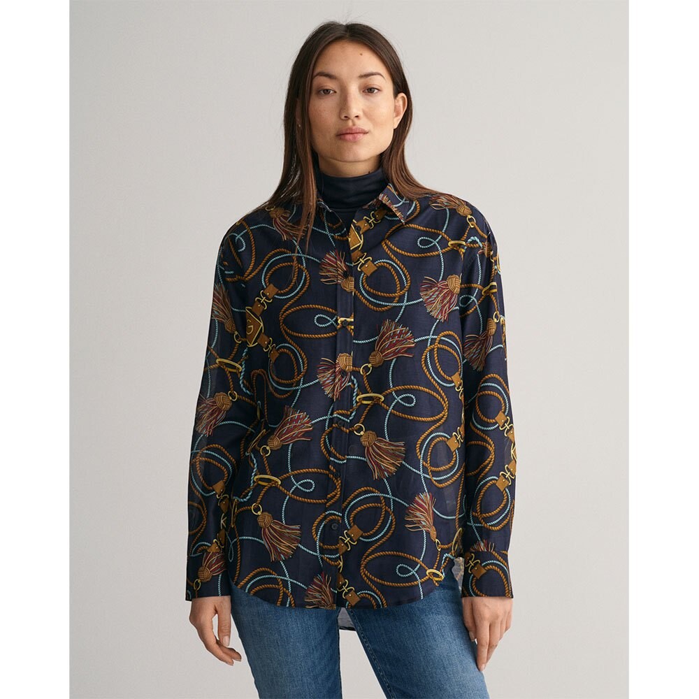 

Рубашка Gant Rel Rope Print Cot Silk, синий