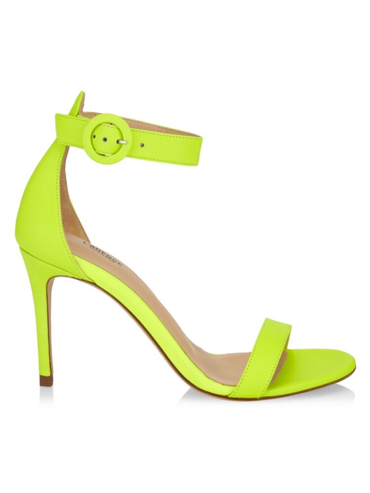 

Твидовые сандалии Giselle ll с ремешками на щиколотке L'Agence, цвет Chartreuse