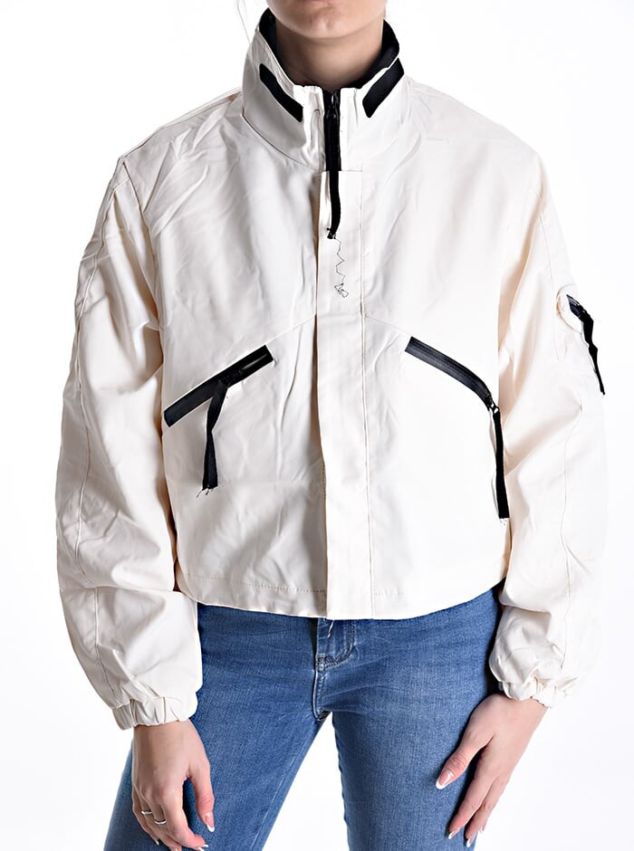 

Куртка Rollneck на молнии с карманами, слоновая кость, Бежевый