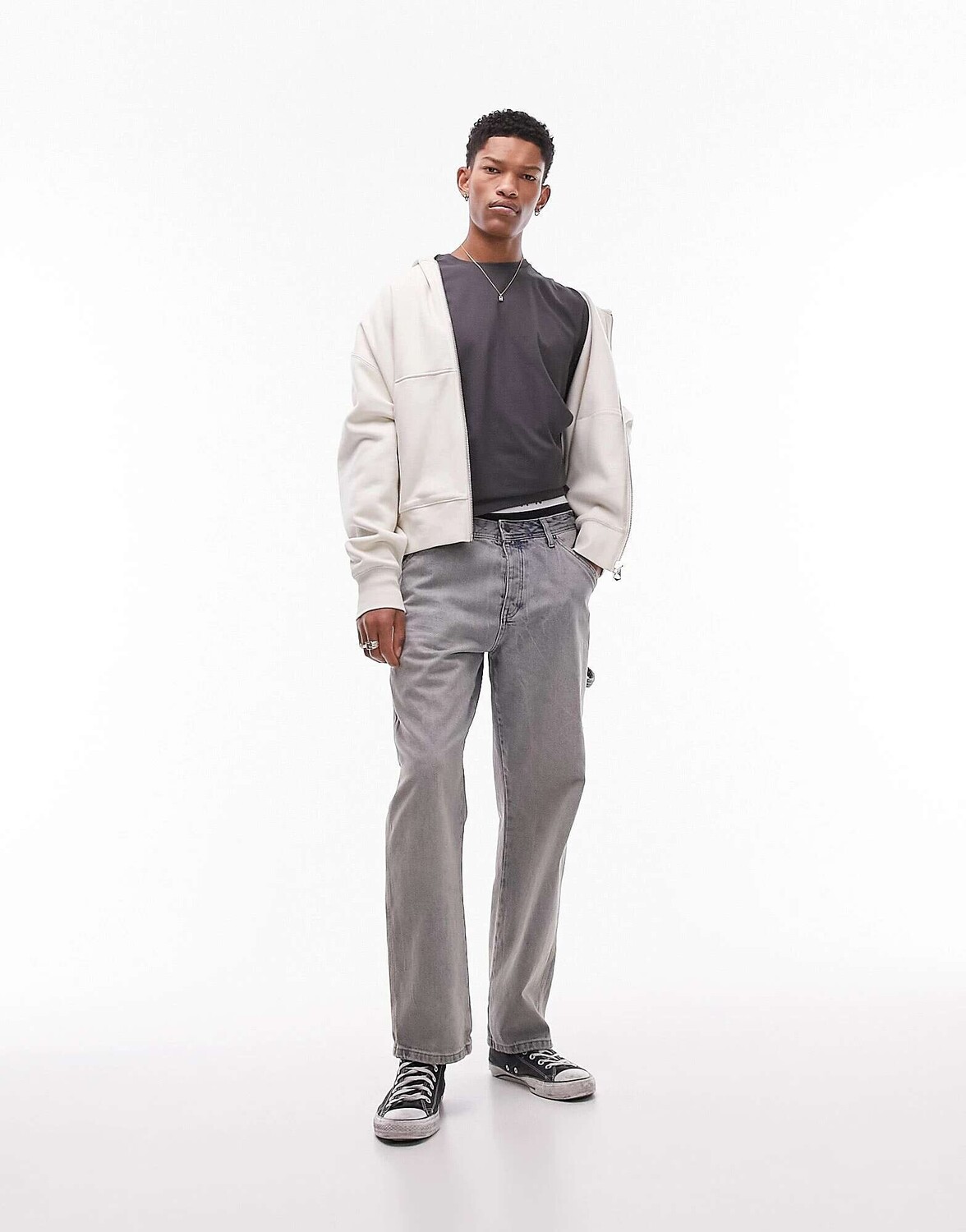 

Темно-серая классическая футболка Topman, Серый