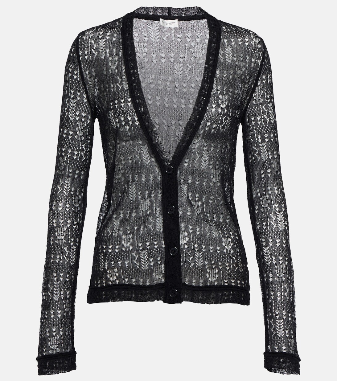 

Полупрозрачный кардиган с узором SAINT LAURENT, черный