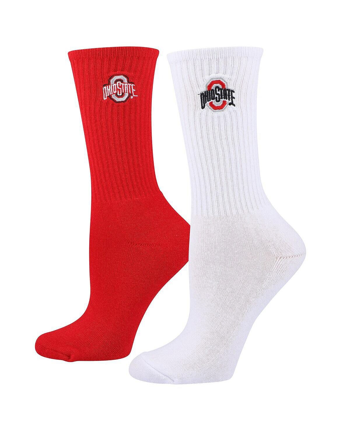 

Женские алые и белые носки Ohio State Buckeyes, две пары четверть длины ZooZatz
