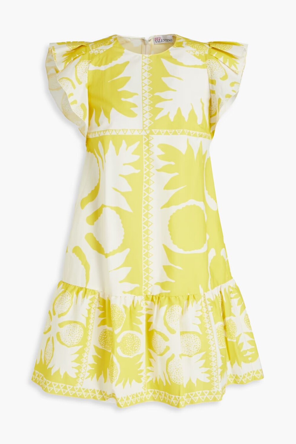 

Тканое мини-платье с оборками и принтом Redvalentino, желтый