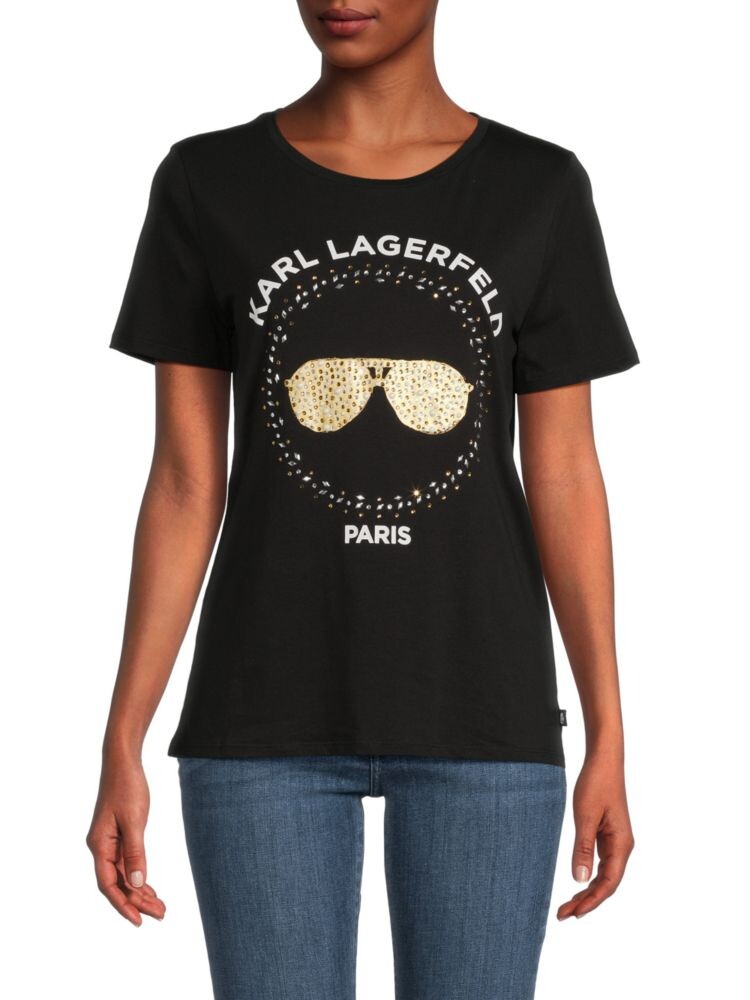 

Футболка с солнцезащитными очками и украшением Karl Lagerfeld Paris, черный