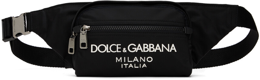 

Черная маленькая прорезиненная поясная сумка с логотипом Dolce&Gabbana