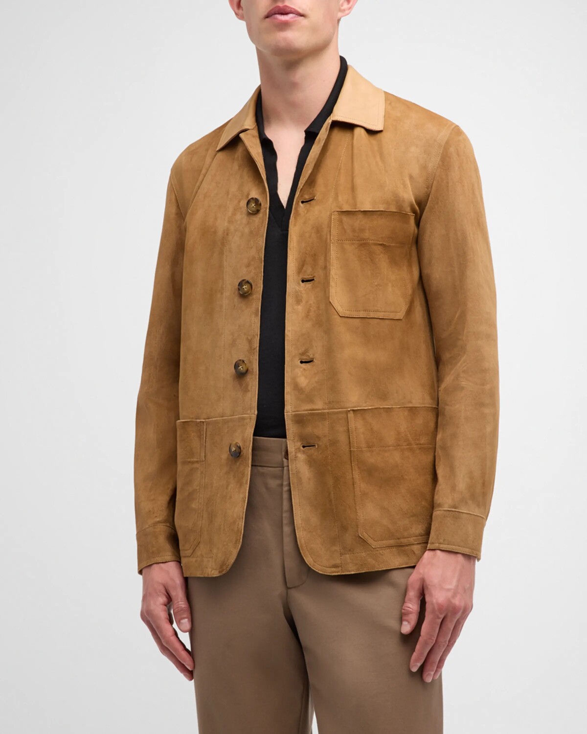 

Мужская замшевая куртка Chore с кожаным воротником Canali, цвет Light Brown