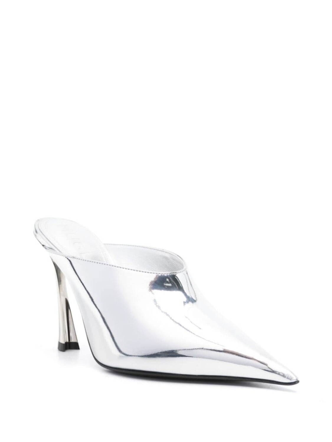 

Mugler 95 мм кожаные клыки мюли, серебристый
